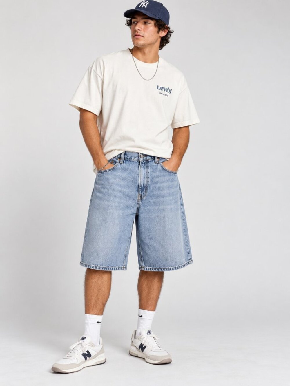 Levi's 470 Baggy Light Wash 14" Cotton Denim Jorts Shorts Mens Size 44x14